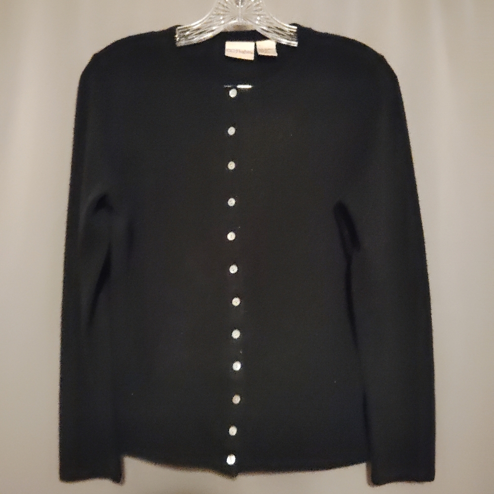 CC Hughes Women's S Classic Core Black Button-Down Cardigan Sweater